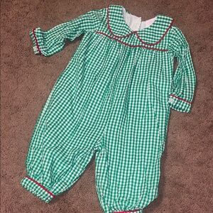 Green Checkered Kids One Piece